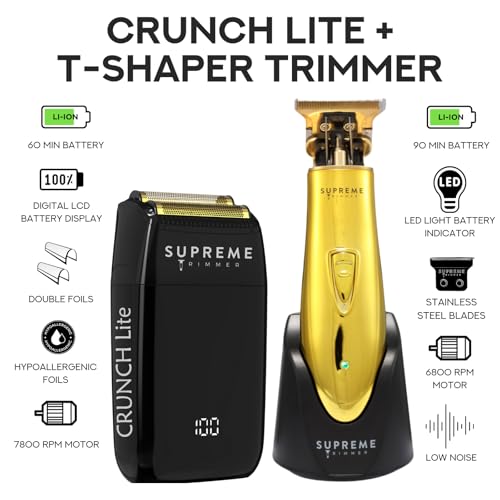 Supreme Trimmer 2-in-1 Foil Shaver & T-Shaper Trimmer Set - Gold