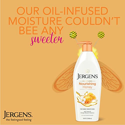 Jergens Nourishing Honey Dry Skin Moisturizer, with Illuminating Hydralucence Blend, Skin Nourishing Formula, Dermatologist Tested,16.8 Fl Oz (Pack of 4) (Packaging May Vary)