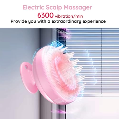 Pink Electric Scalp Massager for Hair Growth & Dandruff Removal - Queenwill