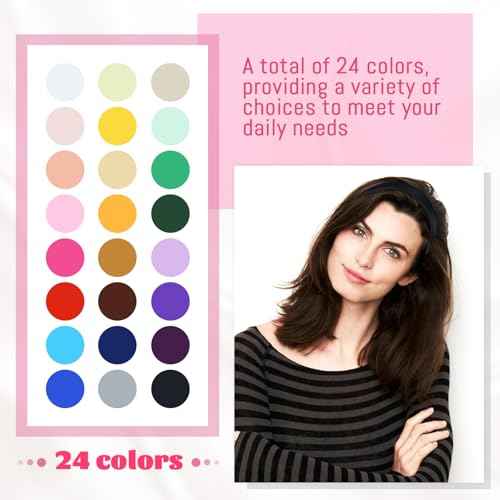 Cinaci 24 Pieces Candy Color Width 1.5cm/0.6" Plastic Headbands Satin Wrapped Blank Plain DIY Craft Project Headbands for Women Girls Teens Kids Hair Accessories