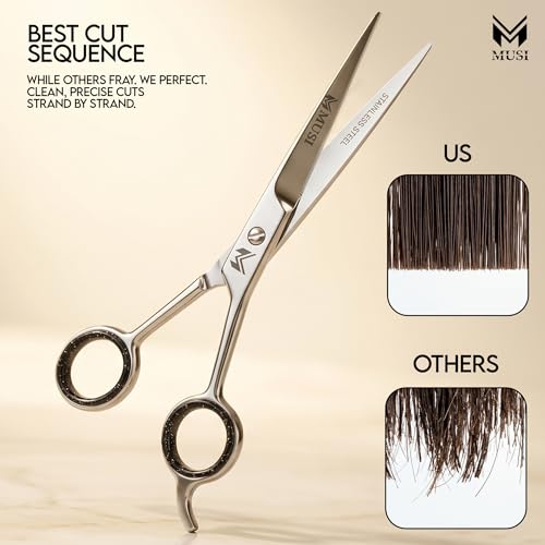 MUSI 6.5" Professional Hair Cutting Scissors – Stainless Steel Barber Shears