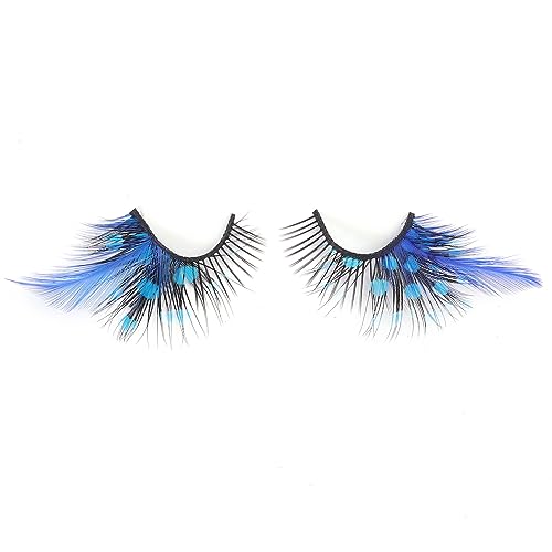 Blue Feather Eyelashes Dramatic Extra Long Cosplay Lashes