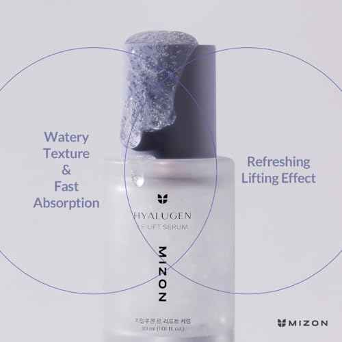 MIZON Hyalugen Le Lift Serum with Hyaluronic Acid and Marine Collagen for Fine Lines Total Face Care Youthful Skin Refreshing Lifting Korean Skincare (1.01 oz)