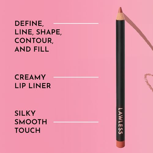 Lawless Forget the Filler Definer Liner - Cinnamon - Premium Lip Liner with Natural Ingredients to Provide a Smooth Look with a Satin Finish, Clean Makeup with Tug-Free Application - 0.04 oz