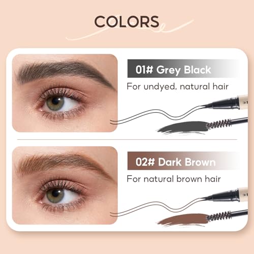 Waterproof Dual-Ended Brow Pen & Mascara - Grey Black