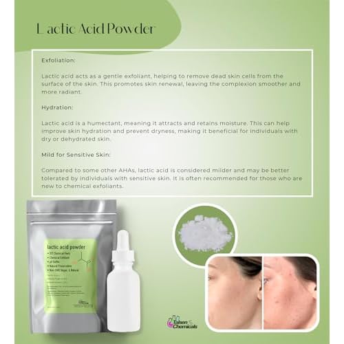 Lactic Acid Powder Lactic Acid Cosmetics Grade DIY Lactic Acid Peel for Skin Moisturizing by Talsen Chemicals (1 Ounce (Pack of 1)
