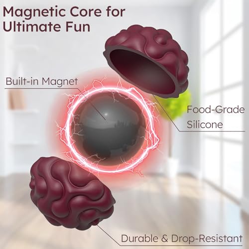 PARTY TONIGHT Red Silicone Magnetic Fidget Balls Set - 6PCS Stress & Anxiety Relief Toys for Adults & Teens
