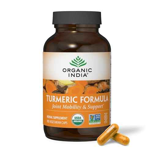 ORGANIC INDIA Turmeric Curcumin Herbal Supplement - Joint Mobility & Immune Support, Healthy Inflammatory Response, Whole Root Supplement, Trikatu, USDA Certified Organic, Non-GMO - 180 Capsules