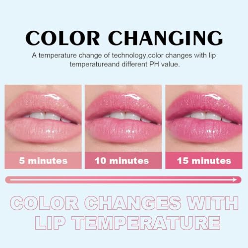 pH Reactive Color Changing Lip Gloss Oil Set - Non-Sticky Hydrating (3 Pack)
