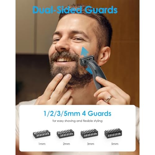 Guard Combs with Shaver Stand Kit for O Blade QP2724/QP2834/QP2520/QP2630/QP65XX/QP66XX OBlade Pro, 0/3mm Body Comb + 1/2/3/5mm Bi-Directional Guards, Electric Shaver Attachments Accessories, 9PC