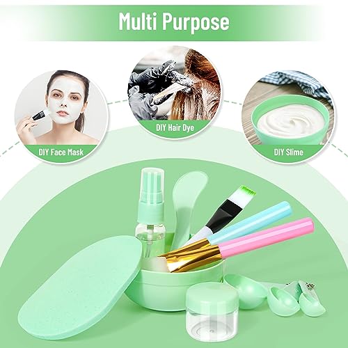 Face Mask Mixing Bowl Set, Anezus 12 Pcs DIY Facemask Mixing Tool Kit with Facial Mask Bowl Stick Spatula Silicone Brush Spray Bottle Puff Soaking Bottle Gauges