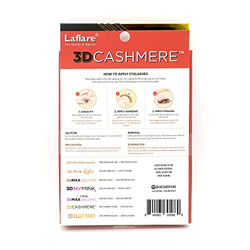 Laflare 3D Cashmere False Eyelashes Multipack, Ultra Soft, Glam, Luxurious, Cruelty-Free, Reusable, Fake Eyelashes 5 Pairs Value Pack (312X5P)