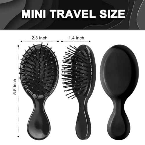 10 Pack Mini Hair Brushes Bulk, Mini Hair Brush Individually Wrapped, Soft Bristles Adds Shine, Scalp Massage and Detangling, Safe for All Hair Types Extensions, Wigs(Bright Black)