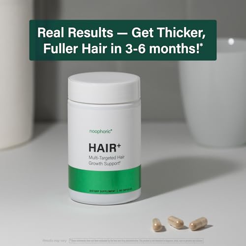Noophoric Hair Growth Vitamins for Women and Men - Natural Hair Loss Supplement for Fuller Thicker Hair - Hair Skin and Nails Vitamins for Thinning and Shedding, 90 Capsules