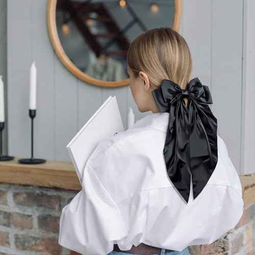 Stocking Stuffers for Women - 2 PCS White Black Hair Bows - Hair Accessories for Women Girls | Cute Clips Claws Barrettes for Mom - Christmas Birthday Valentines Day Gifts | Easter Basket Stuffers