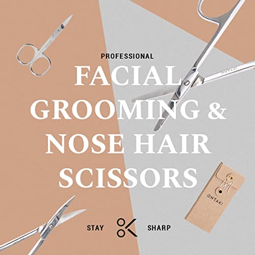 Ontaki Curved & Rounded Facial Hair Scissors - Silver, Ambidextrous - Precision Curved Mustache Trimming Scissors - Versatile Beard Nose Trimmer - Professional Alloy Steel Mustache Grooming