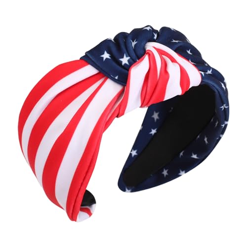 American Flag Knotted Headband USA Patriotic Independence Day Stars Stripes Twist Hair Accessories 4th of July Hair Hoop for Women Girls