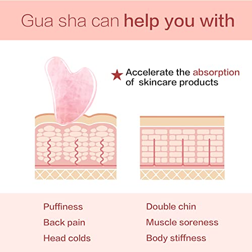 Gua Sha Facial Tools 2 Pack, Guasha Tool for Face & Eye Gua Sha Stone for Puffiness Reducing & Jawline Sculpting Face Stone Gua Sha Tools for Skin Care GuaSha Stone Tool, Pink and Green