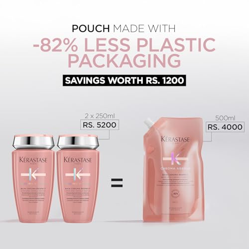 Kerastase Chroma Absolue Chroma Respect Shampoo Refill Pouch For Sensitized or Damaged Color-Treated Hair - Protects and Hydrates Fine To Medium Hair with Glycerin and Hyaluronic Acid