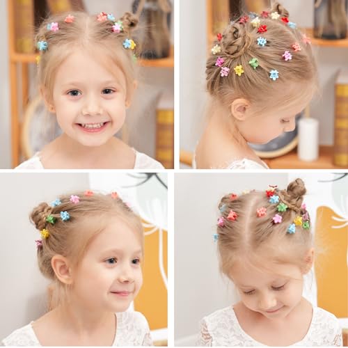 128PCS Baby Girls Mini Hair Claw Clips Flower Hair Hair Accessories Barrattes for School Girls Kids Teens