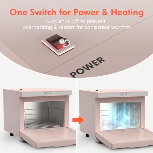 TASALON 8L Towel Warmer Hot Cabinet Box, Aluminum Inner Chamber, Removable Tray, Fast Heating for Beauty Spa Salon Massage - Pink
