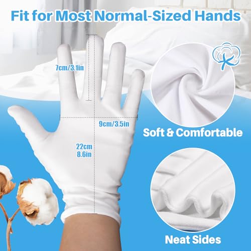 MAQIHAN Reusable White Cotton Gloves for Dry Hands & Inspection (5 Pairs)