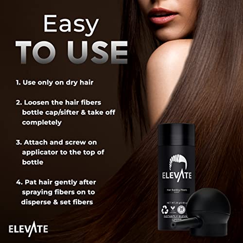ELEVATE Hair Thickening Fibers & Spray Applicator Kit - Black