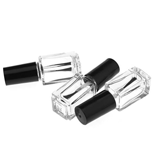 10Pcs Clear Empty Glass Nail Posh Bottle 5ml Square Shape Refillable Containers