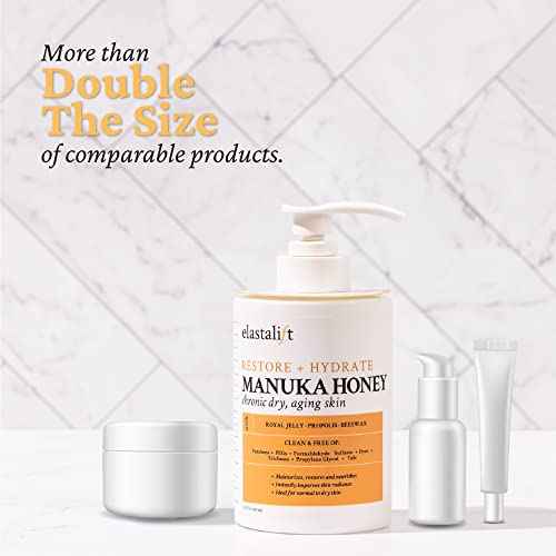 Elastalift Manuka Honey Cream Face Moisturizer & Body Butter Lotion For Dry Skin | Firming & Hydrating Miracle Balm Skin Care Moisturizing Lotion For Women, Wrinkles, & Sun Damaged Skin, 15 Fl Oz