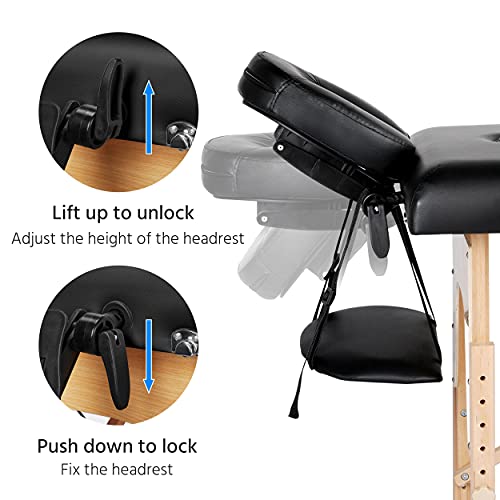 Yaheetech Portable Massage Table Folding Spa Bed Black