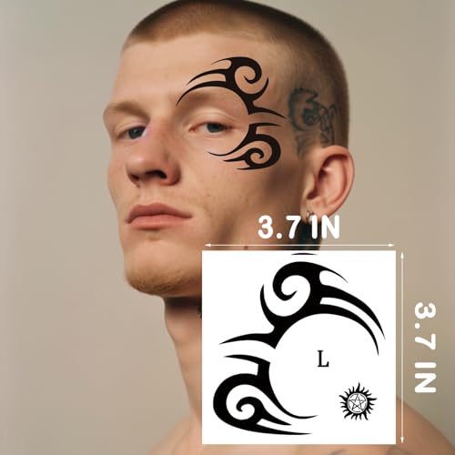 Tribal Face Tattoo Stickers - 10-Pack Temporary Tattoos for Halloween