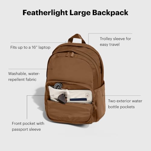 Away Featherlight Backpack - 16" Laptop Compartment, Water Bottle Pockets