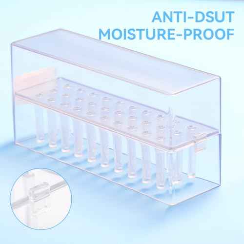 Makartt Nail Drill Bits Holder,Dustproof Stand Displayer Organizer Container Case 30 Holes drill bit holder nail tech Professional Nail art Tools(Not Inlcude Drill Bits,Clear)