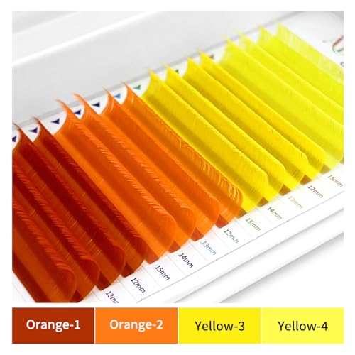 Colored Lash Extensions, 16 Rows Cashmere lash extensions, 0.07 D Curl 15mm Classic Lashes Extensions, Single Lash Extensions for Professional(0.07-D-Yellow Gradient 15mm£©