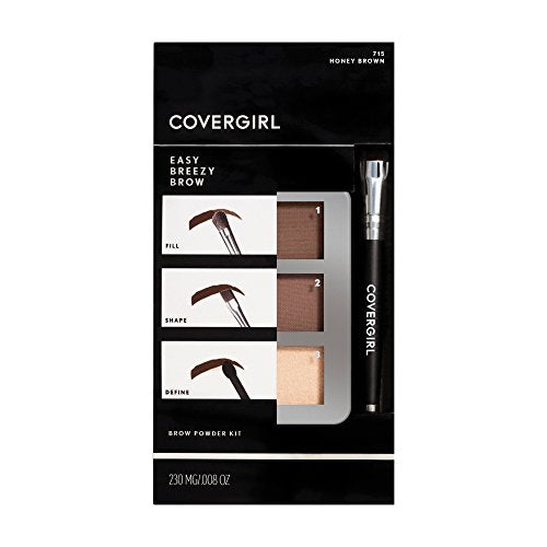 COVERGIRL - Easy Breezy Brow Powder Kit, three shades brow definer, professional double-ended angled brush, effortless, 100% Cruelty-Free