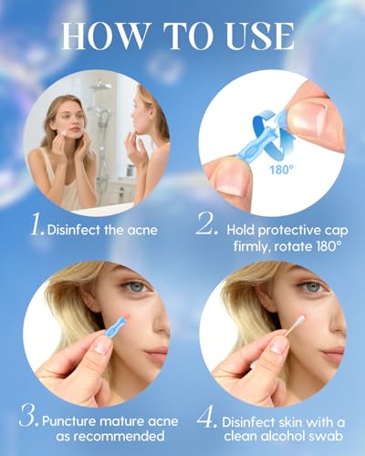 Disposable Acne Pimple Needles Set of 50 - Sterile Blackhead Extraction Tools with Twist Cap - Home & Salon Use