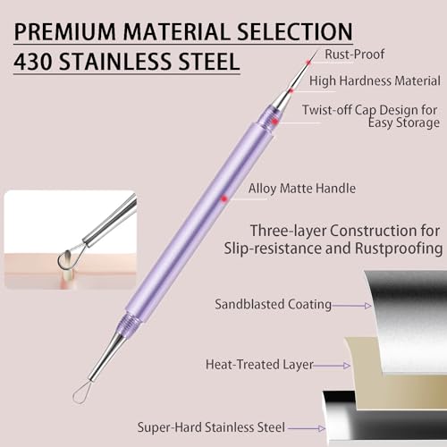 2-in-1 Acne Removal Tool - Stainless Steel Blackhead & Whitehead Extractor