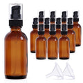12Pack 60ml Amber Glass Pump Bottle with Black Top,2oz Small Dispenser, Travel Size Refillable Botttles For Lotions,Sercums,Essential Oils