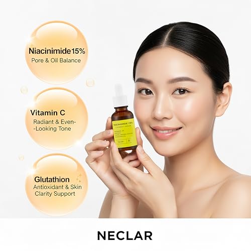 Niacinamide Serum for Face - 15% Niacinamide with Vitamin C, Glutathione - Korean Dark Spot Serum for Uneven Tone, Enlarged Pore, Dullness, Ance-Prone, Sensitive Skin - Fragrance-Free, Daily Use