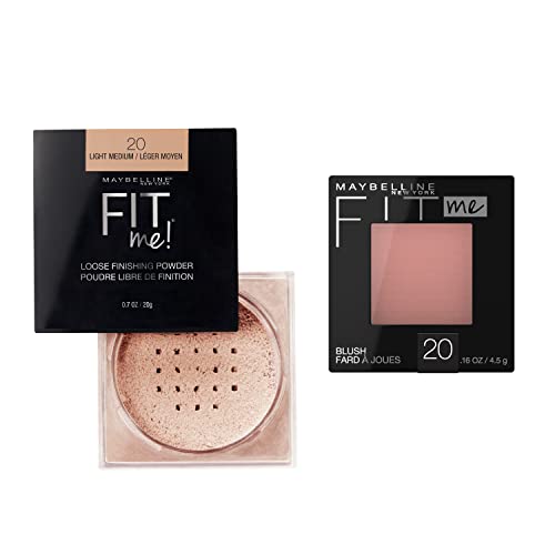 Maybelline Fit Me Loose Finishing Powder + Fit Me Blush Makeup Bundle, Includes 1 Setting Powder in Medium and 1 Blush in Mauve