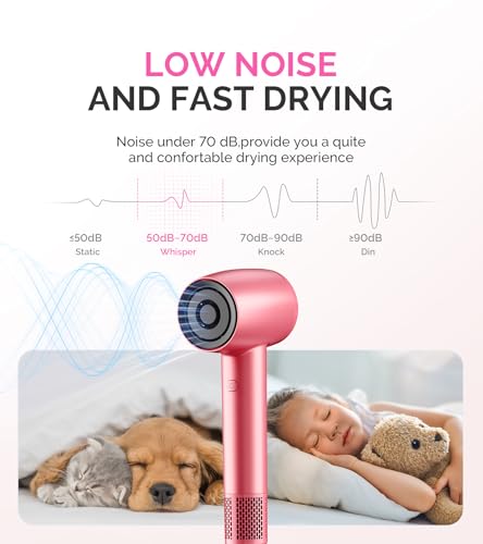 MelodySusie Ionic Hair Dryer with Diffuser & Nozzle – 1600W Fast Drying for Curly Hair