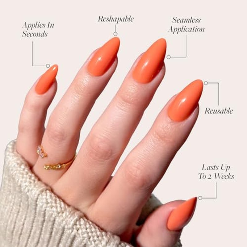 Glamnetic Soft Tangerine Press-On Nails | Medium Almond Shape | 30 Nail Kit