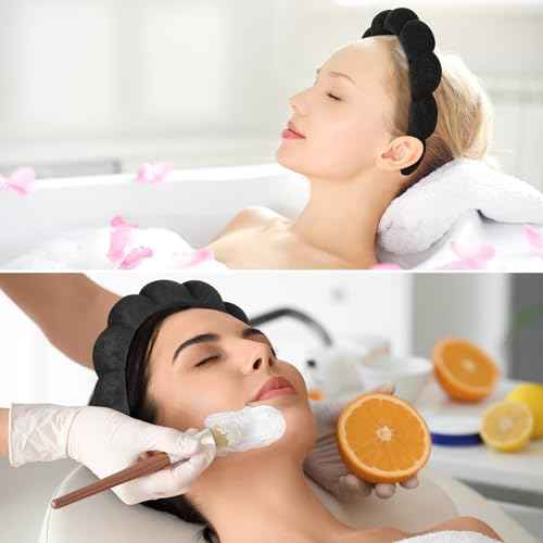 Spa Headbands for Washing Face or Facial, Set of 2 Skincare, Terry Cloth Headband Combo Pack - Puffy Makeup Headbands for Face Washing, Mask, Skin Treatment