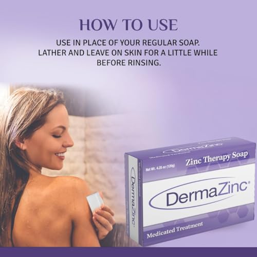 DermaZinc Therapy Soap, Zinc Soap for Skin, Skin Disorder Relief for Psoriasis, Dermatitis, Eczema, and Other Condition Symptoms