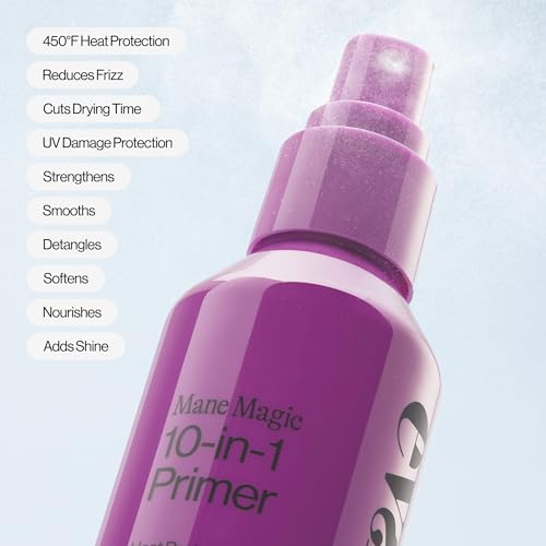Eva NYC Mane Magic 10-in-1 Heat Protectant - Anti-Frizz Heat Protection Spray - Sunflower + Argan Oil - Blow Dry Spray + Detangler for Medium + Thick Hair - 10-in-1 Hair Primer - Vanilla Scent - 5floz