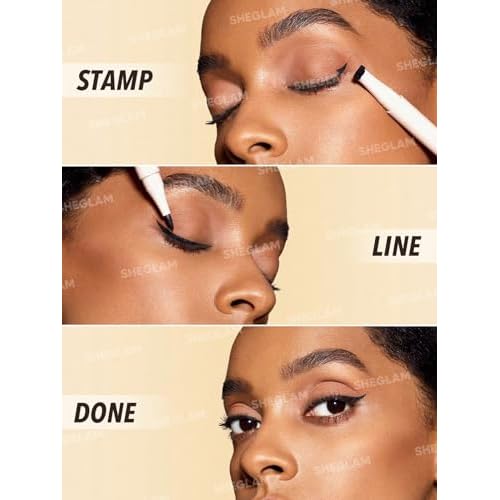 SHEGLAM Get Foxy Eye Stamp & Liner Pen 3 In 1 Waterproof Liquid Eyeliner Pencil Cat Eye Smudge-Proof Long-Lasting