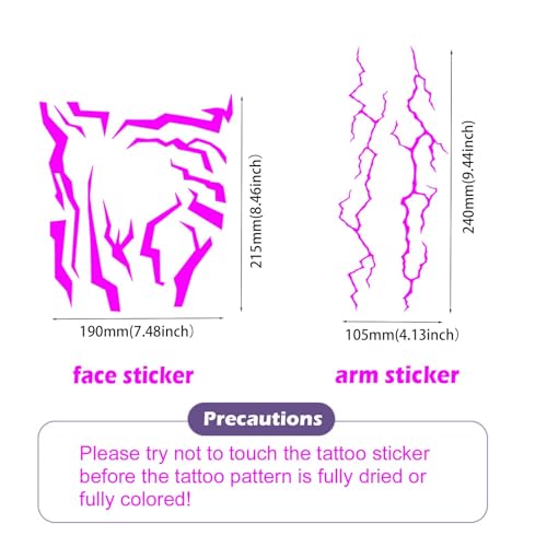 Demon Hunter Temporary Tattoos Purple Waterproof 4-Piece