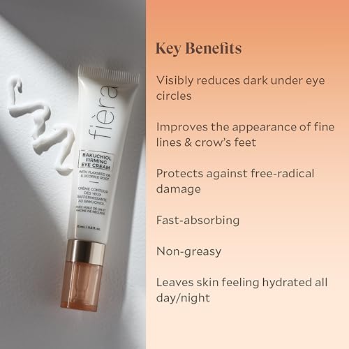 FI?RA Bakuchiol Firming Eye Cream - Designed Specifically For Mature Skin - Targets Wrinkles, Anti-Aging, Dark Spots, and Fine Lines - Hydrating and Rejuvenating Formula - 15 ML / 0.5 FL. OZ.