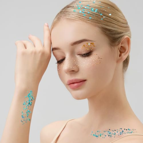 Teenitor 9 Color Body Glitter Gel Kit with Gold Freckles
