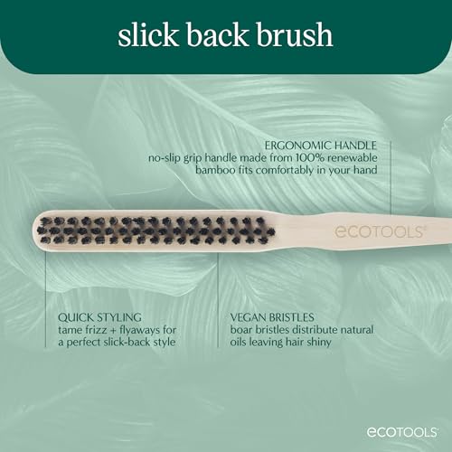EcoTools Slick Back Hairbrush - Bamboo Handle, Vegan Boar Bristles